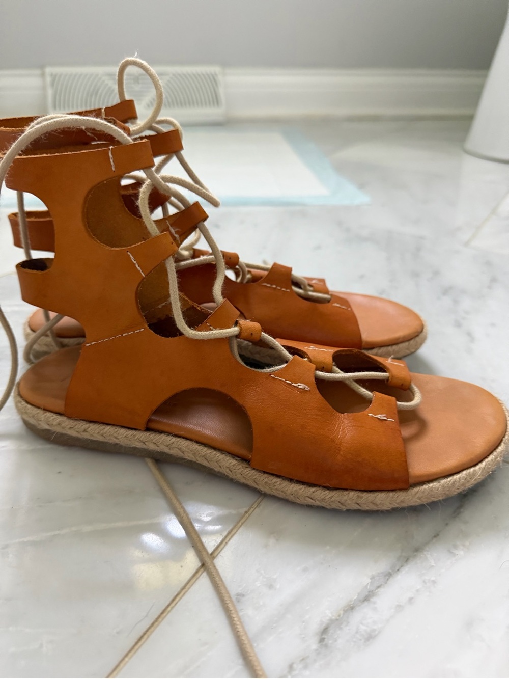 Women’s Lace-Up Tan Gladiator Espadrille Sandals